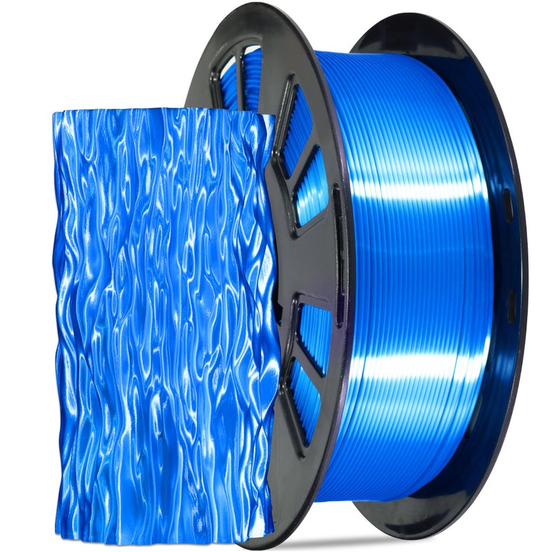 DO3D Silk Blue PLA Satin Shiny 3D Printer Filament, 1.75mm Diameter 1kg Spool 2.2lbs for FDM 3D Printers - Image 1